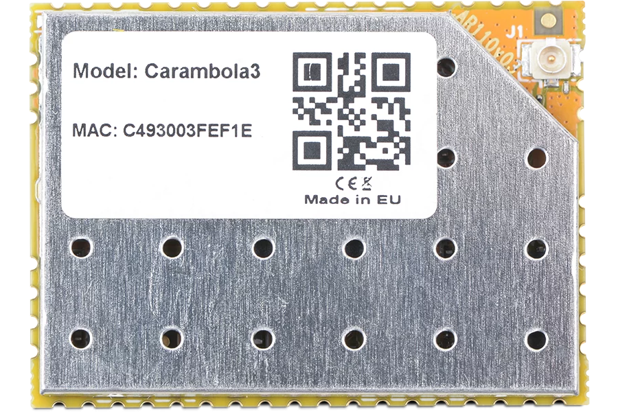 Module example showing Carambola3 with MAC address C493003FEF1E